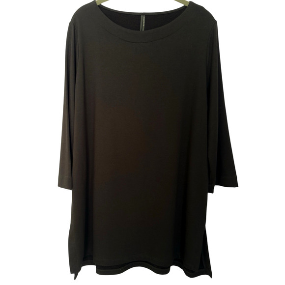 Capote Lily Boatneck Tunic Top Soft Bamboo Fleece Oversized Capsule Quiet Luxury - Picture 2 of 8
